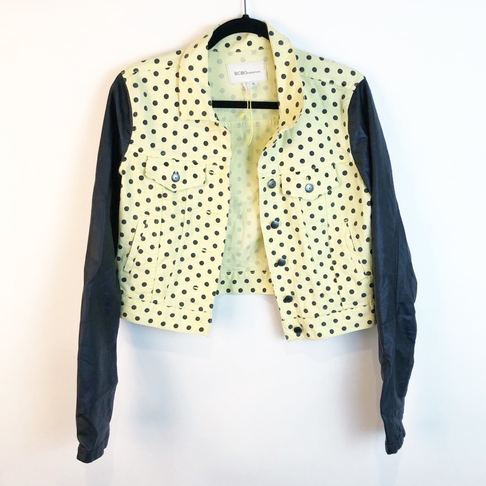 BCBGeneration Polka Dot Vegan Leather Jacket